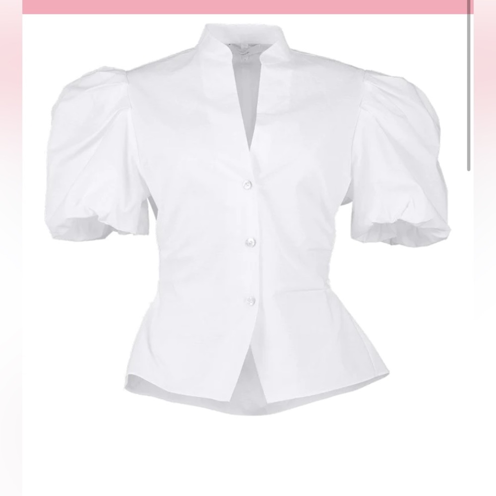 Vince puff sleeve cutout back detail cotton blouse